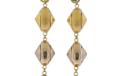 18k Tri Tone Gold Diamond Drop Earrings