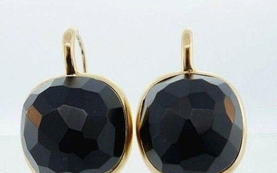 18k Yellow Gold Carved Onyx Earrings