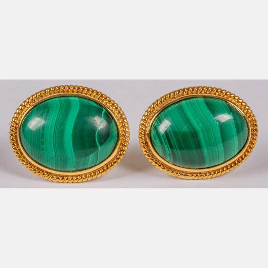 18kt Yellow Gold and Malachite Earrings