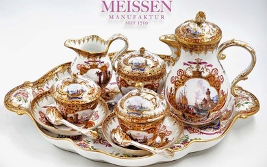 18th C. Meissen Hand Painted Tea Set