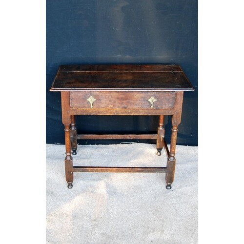 18th century oak hall table, the moulded rectangular top ove...