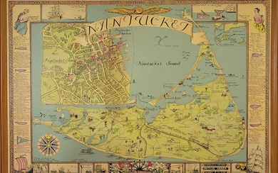 1946 Ruth Haviland Sutton Chromolithograph Map of Nantucket