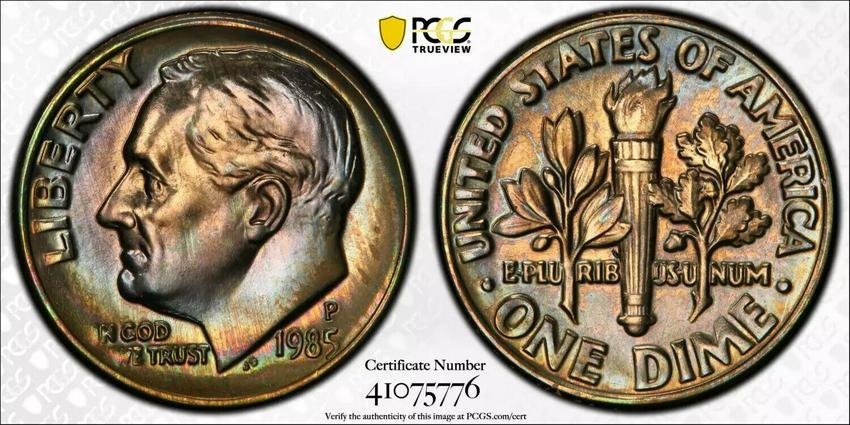 1985 P ROOSEVELT DIME 10C PCGS MS 66 MINT STATE UNCIRCULATED - TRUE VIEW (776)