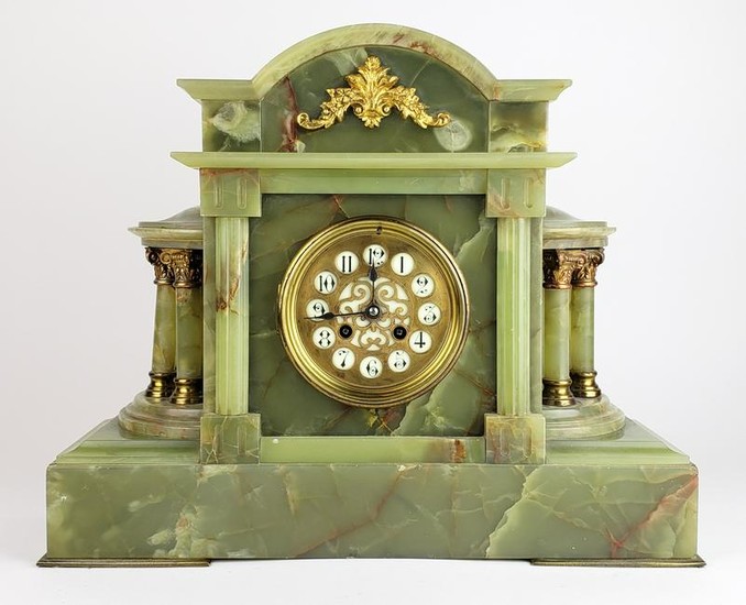 19th C. French Marble & Gilt Bronze Mantle Clock