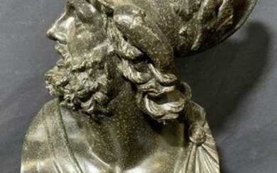 19th Metal Bronze Bust of a Armored Man