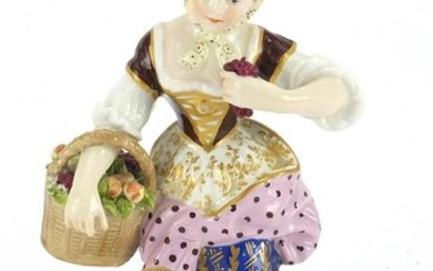 19th century Chelsea hand painted figurine of a girl