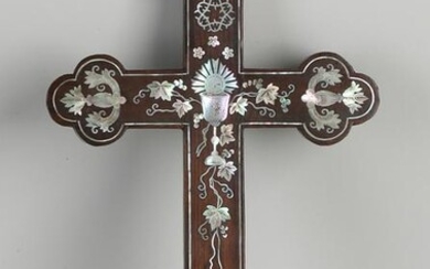 19th century mahogany Holy cross with beautifully