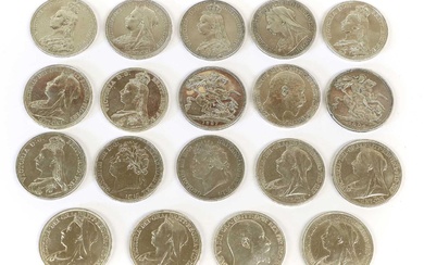 19x UK Silver Crowns, to include; George IV 1821, 1822;...