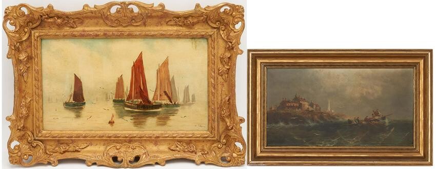 2 European School Maritime Oil Paintings