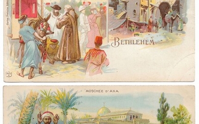 2 Litho Postcards - Jerusalem & Bethlehem, Palestine