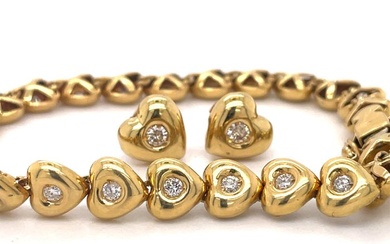 2 piece jewellery set - 18 kt. Yellow gold Diamond (Natural)
