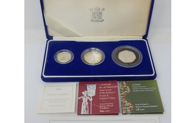 2003 Silver Proof PIEDFORT 3-Coin Collection Suffragette 50p...