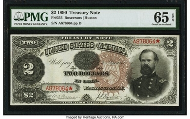 20057: Fr. 353 $2 1890 Treasury Note PMG Gem Uncirculat
