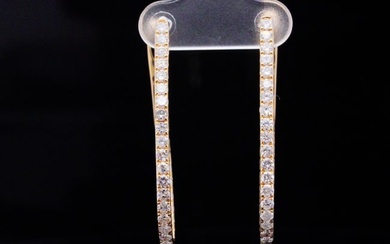 2.00ctw Diamond and 14K Yellow Gold 1.5" Earrings