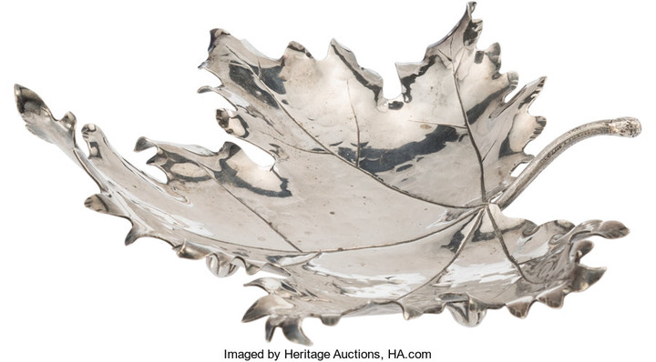 21057: A Mario Buccellatti Maple Leaf-Form Silver Dish