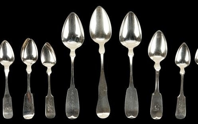 24 American coin silver spoons, incl. Baltimore