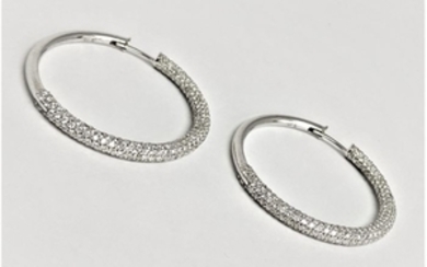 18 kt. White gold - Earrings - 3.00 ct Diamond