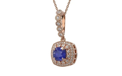 2.55 ctw Sapphire & Diamond Victorian Necklace 14K Rose Gold