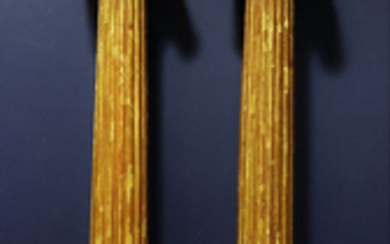 Pair of carved wooden columns, fluted and gilded - Gold, Wood - Circa 1800