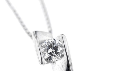 Made in Italy - 18 kt. White gold - Necklace with pendant - 0.45 ct Diamond