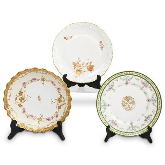 (3 Pcs) Antique Limoges Porcelain Serving Plates Set