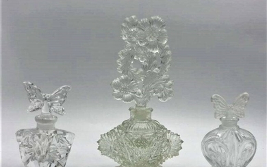 [3] Three Vintage Crystal Glass Perfumers - Butterflies
