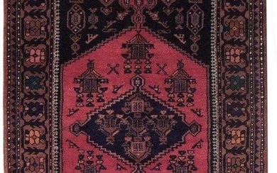 4 x 7 Fire Red Semi-Antique Persian Hamadan Rug