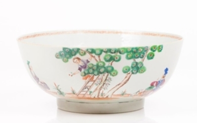 A punch bowl Chinese export porcelain Polychrome …