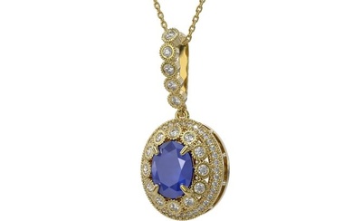 4.67 ctw Sapphire & Diamond Victorian Necklace 14K Yellow Gold