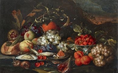 Jan Pauwel Gillemans the Elder - Still Life with Fruits, Oysters, and a Wanli Bowl with Cherries