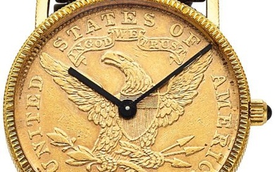 54057: Bueche Girod, $10 Coin Watch Case: 28 mm, 18k y