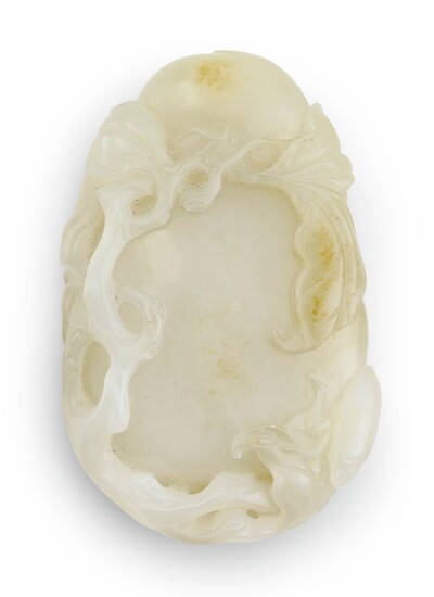 A WHITE JADE 'DOUBLE-PEACH' PENDANT QING DYNASTY, 18TH CENTURY