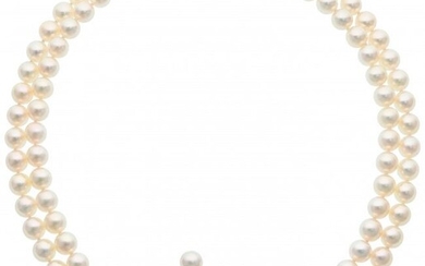 55057: Cultured Pearl, Diamond, Gold Jewelry Suite, Mik