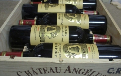 6 bouteilles CHÂTEAU ANGELUS 2006 1er GCC (A) Saint Emilion Caisse bois d'origine léger abimée