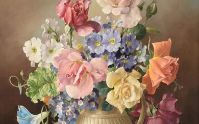 Harold Clayton (1896-1979) Still life of roses and morning glory...