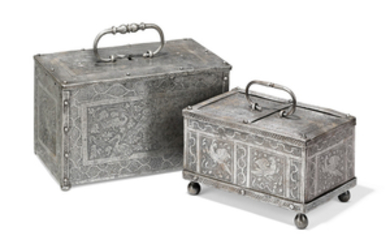NUREMBERG, LATE 16TH OR EARLY 17TH CENTURY, TWO ETCHED STEEL CASKETS