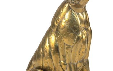 SERGIO BUSTAMANTE, Mexico, b. 1942/43, Seated cheetah., Hand-hammered brass, height 42".