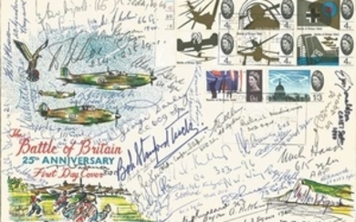 120+ Battle of Britain pilots signed to both sides of 1965 Battle of Britain cover postmarked Biggin Hill 18/9/1965. From...
