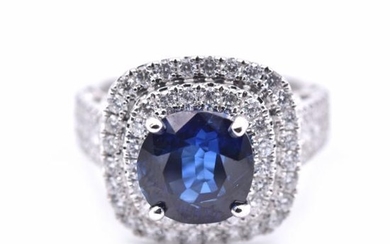 18k White Gold 3.91ct Sapphire and Diamond Ring