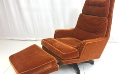2pc EDWARD WORMLEY Swivel Lounge Chair & Ottoman