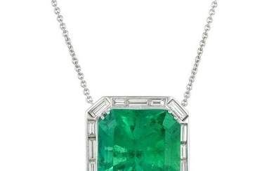33.62-Carat Colombian Emerald and Diamond Necklace