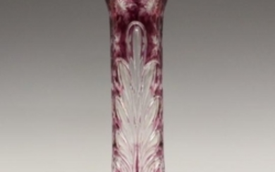 Amethyst to Clear Cut Glass Vase