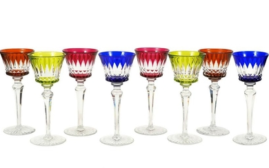 8 Baccarat Cut to Clear Wine Glasses