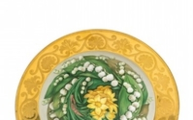 A Berlin KPM porcelain plate with lily of the ...