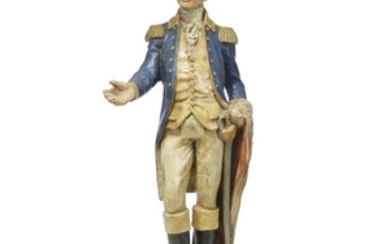 Carved and painted figure of General George Washington early...