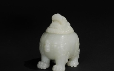 Carved White Jade Temple Dog