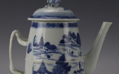 A Chinese Blue and White Porcelain Scenery Tea Pot