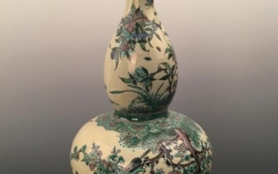 Chinese Famille Rose Double-Goured Vase, Kangxi Mark