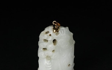 Chinese White & Black Jade Pendant, 18-19th Century