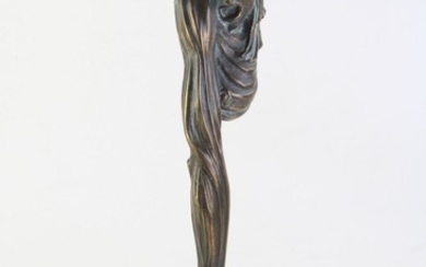 Contemporary Bronze Statue of a Lady on a Marble Base